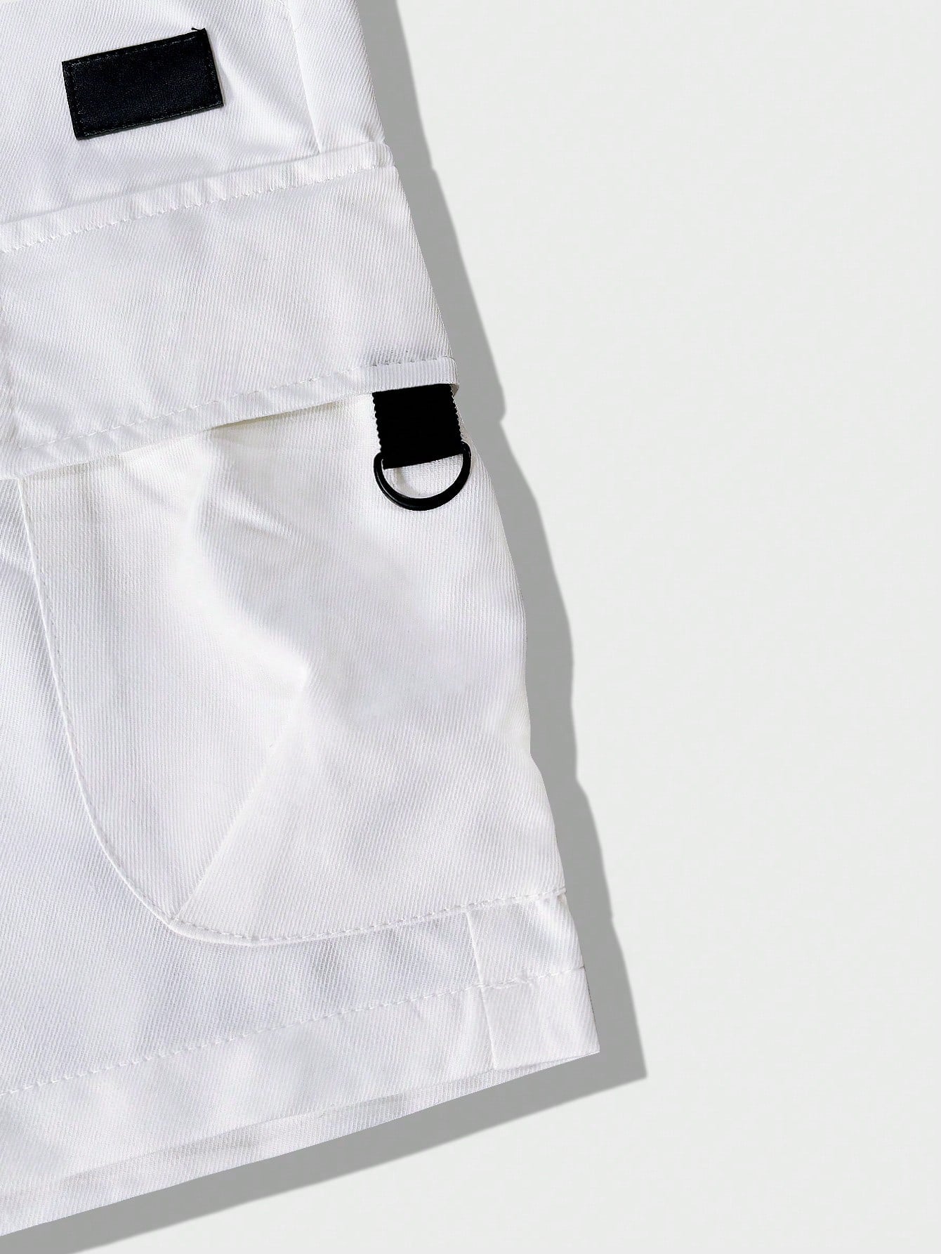Manfinity Homme Men'S Solid Color Elastic Waist Straight Leg Cargo Shorts